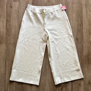 NWT SPANX Air Essentials Cropped Wide Leg Oatmeal Heather XL Petite Loungewear